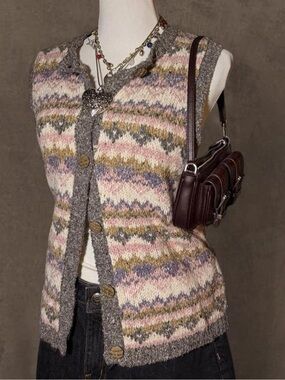 St. John's Bay Multicolor Knit Cardigan - Gray, Pink, Purple, Cream, Tan